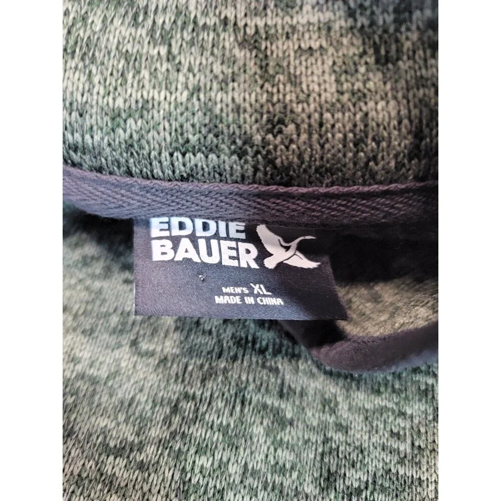 Eddie Bauer Mens XL Green Snap Mock Neck Pullover Sweater Fleece 100% Polyester - Picture 8 of 10